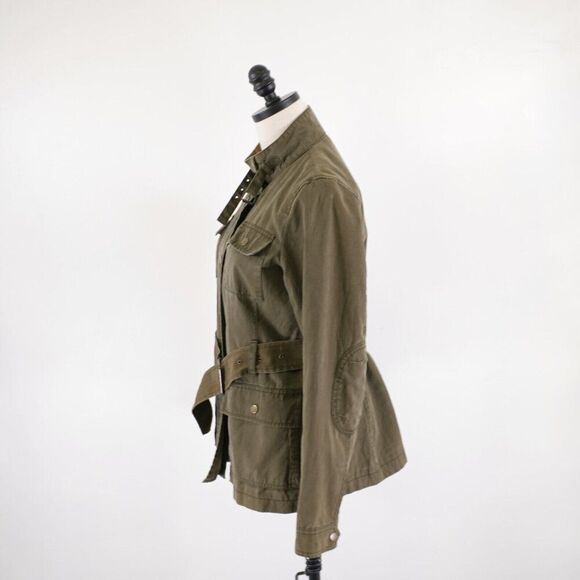 Banana Republic Green Small Polyester Pocket Mock Neck Belted Jacket Lined - Picture 10 of 16